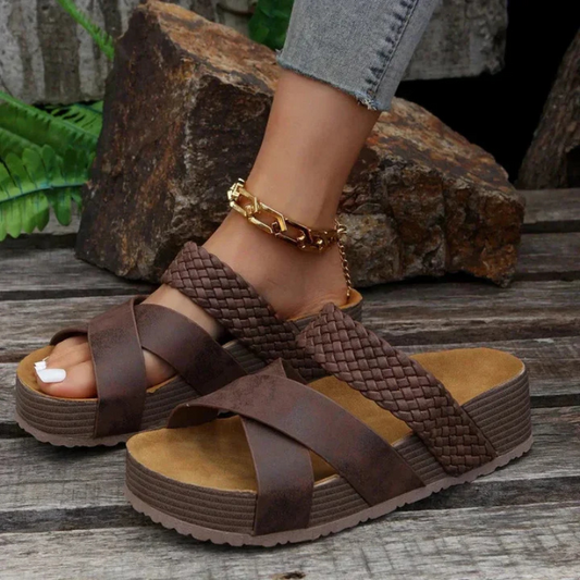 Anna's Damen Sandalen Mit Geflochtenem Riemen – Komfortable Sommerschuhe Für Stilvolle Anlässe-1