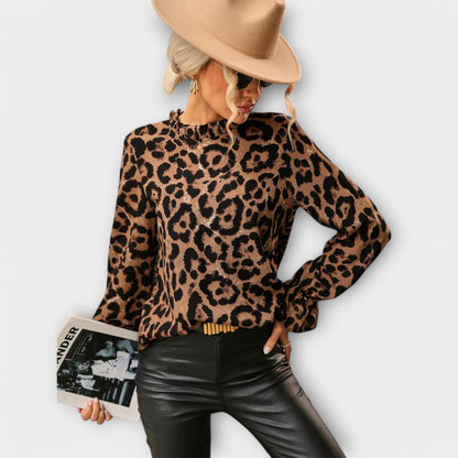 Mia - Damenbluse im Leopardenmuster mit Plissiertem Kragen - Elegante Bluse für Alltag und besondere Anlässe-4