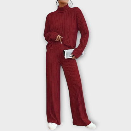 Variant image for Mia - Lässiges Duoset Für Frauen, Modernes Mock-Neck-T-Shirt & Bequeme Hose, Hochwertiger Gerippter Stoff, Vielseitig Für Alltag-17