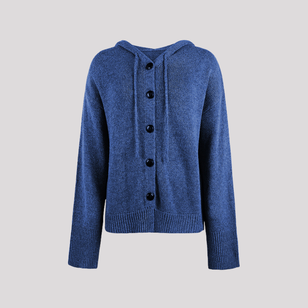 ELENY – Strick-Cardigan mit Kapuze und Knopfleiste für entspannte Stylings