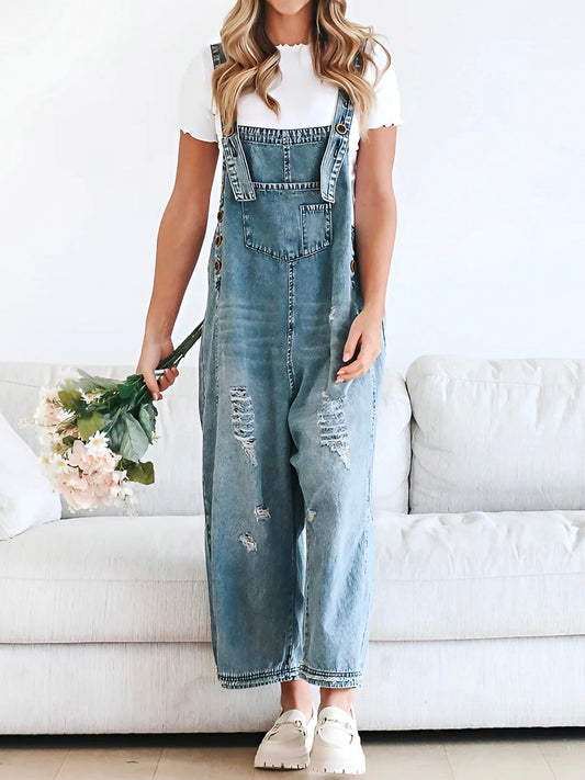 Emma | Lockere Jeans Overalls Damen im Used-Look – Bequemer Jeans Einteiler mit Verstellbaren Schultergurten-1