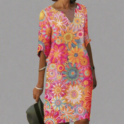 Emilia Blumenkleid Damen – Leichtes Festliches Kleid aus Premiumstoff für Sommer, Freizeit & Feierlichkeiten-3
