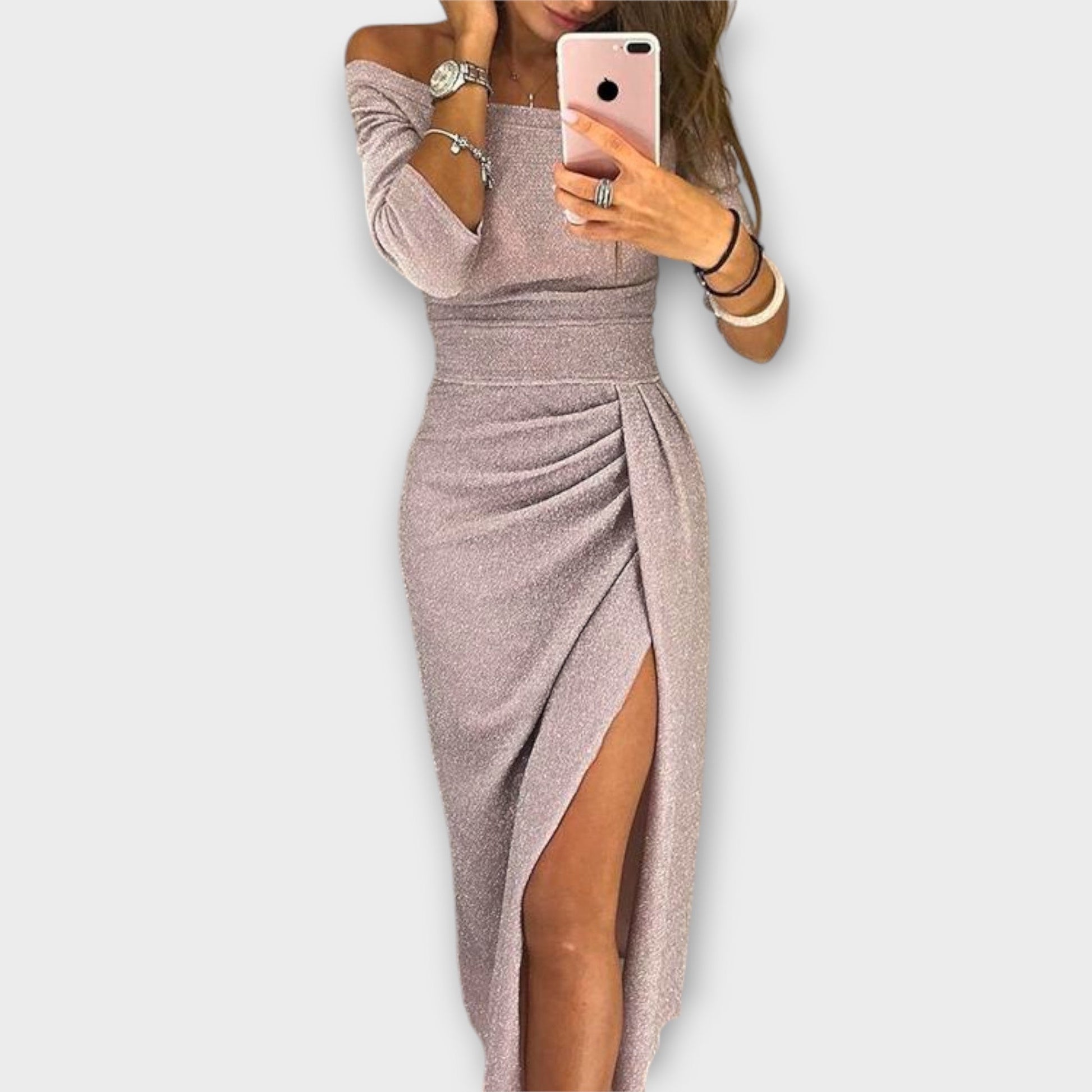 Lena - Elegantes Off-Shoulder Damen Kleid für Abendveranstaltungen und Cocktailpartys-2