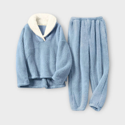 Stella - Kuscheliger Flanell Pyjama Damen Set im Klassischen Stil - Bequem und Warm für Entspannte Nächte-2