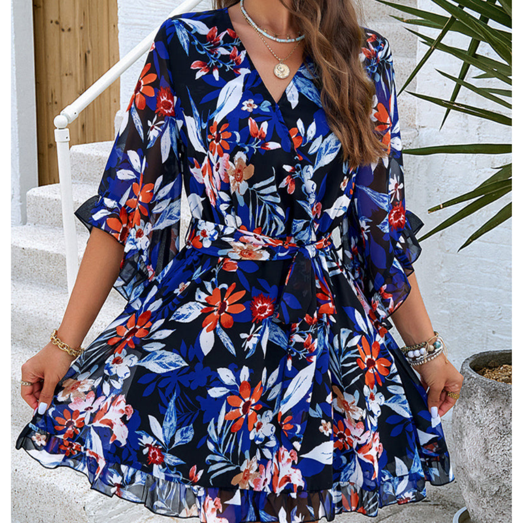 Anna's Luftiges Blumiges Midi-Kleid für Damen | Sommerkleider Damen mit Floralem Design-2