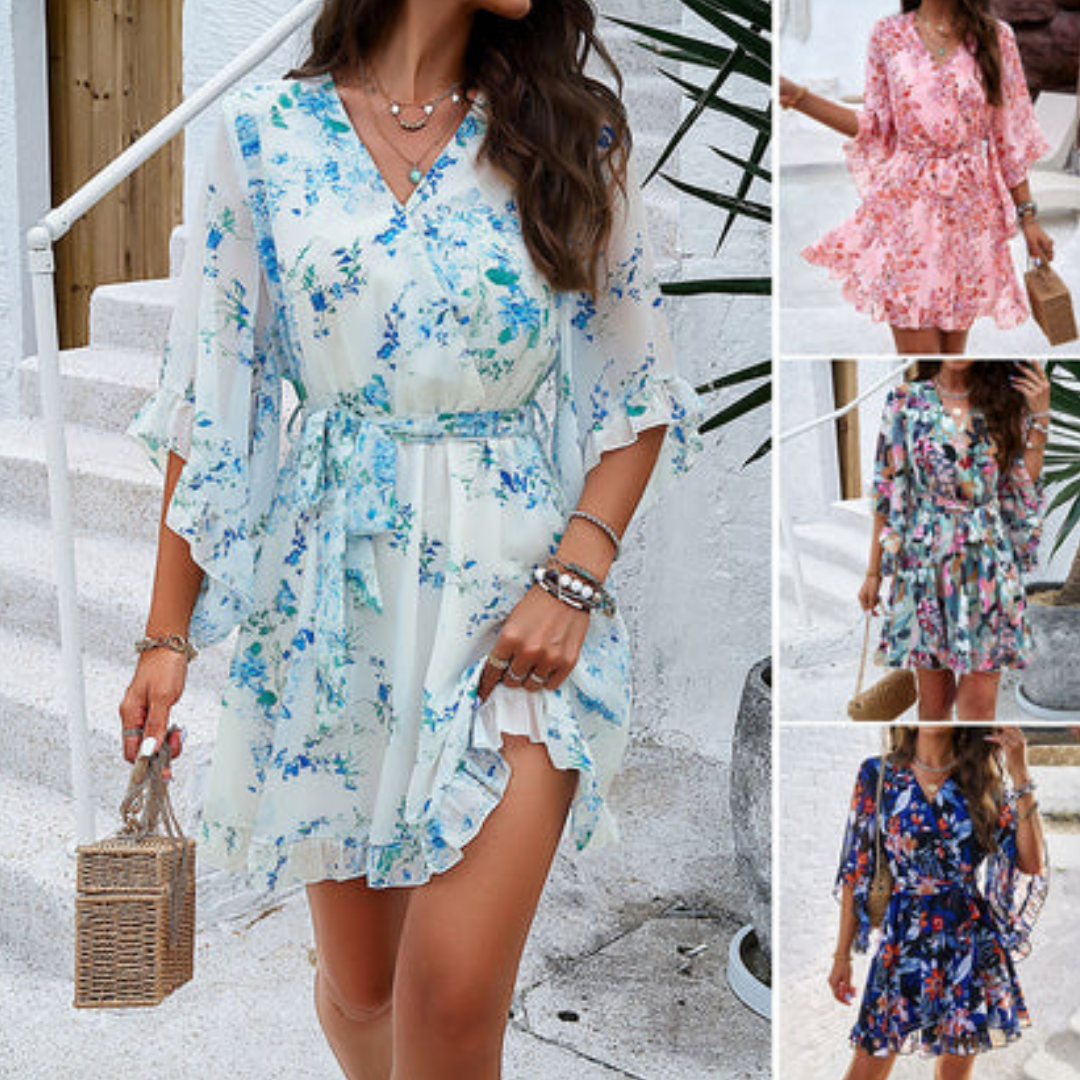 Anna's Luftiges Blumiges Midi-Kleid für Damen | Sommerkleider Damen mit Floralem Design-5