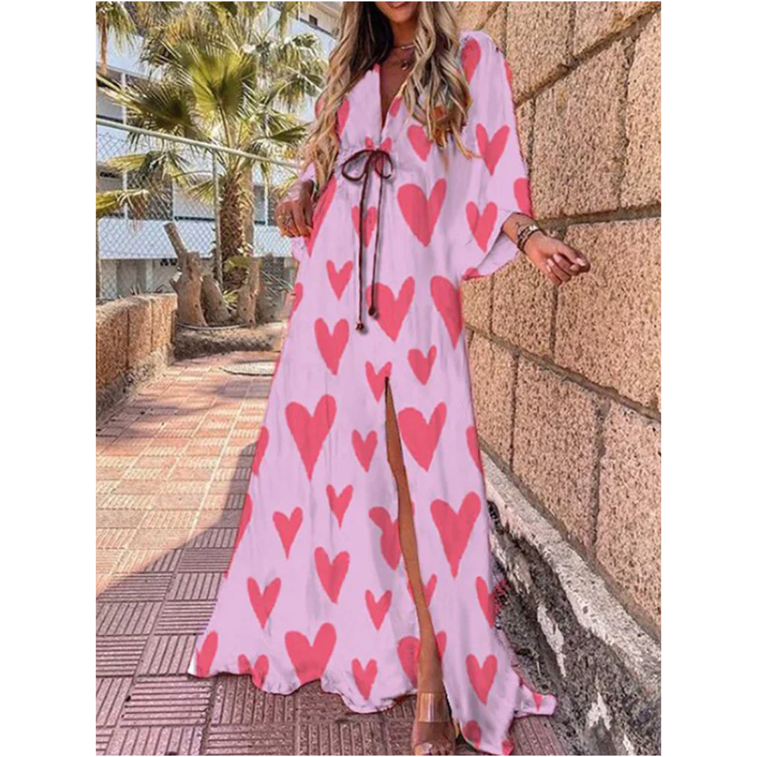 Variant image for Anna's Farbenfrohes Maxi Kleid mit V-Ausschnitt und Schlitz für Damen – Maxikleid Sommer & Festlich für Hochzeitsgäste-25