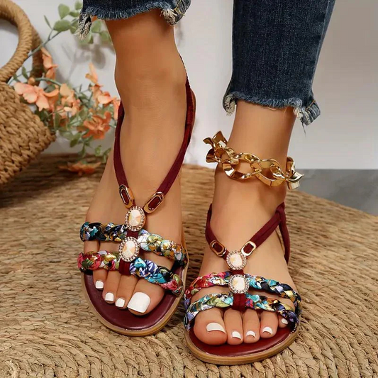 Anna's Bequeme Damen Sandalen mit Slingback und Perlendetails – Flache Sommerschuhe für Elegante Outfits-1