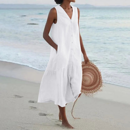 Variant image for Anna's Elegantes Sommerkleid mit Knopfleiste für Damen | Midi Damenkleid-1