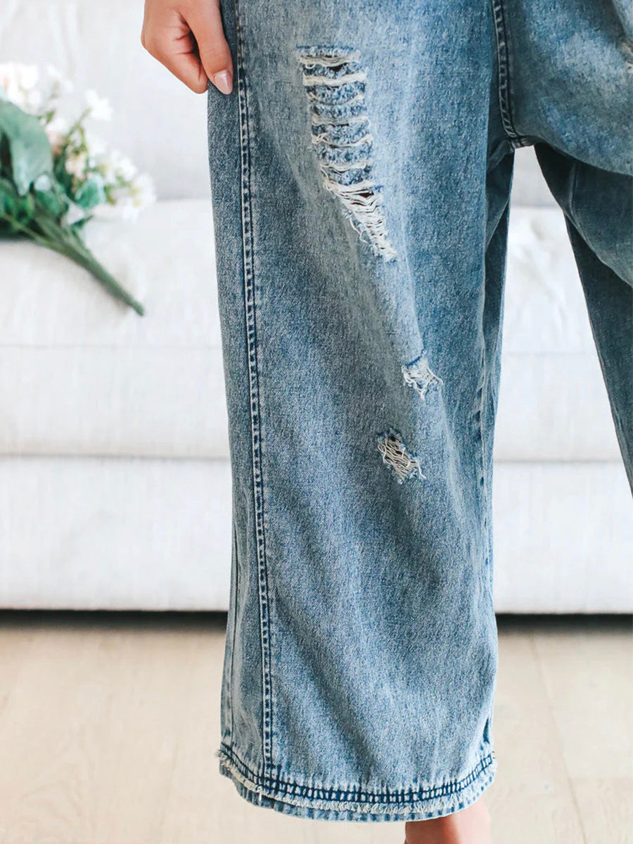 Emma | Lockere Jeans Overalls Damen im Used-Look – Bequemer Jeans Einteiler mit Verstellbaren Schultergurten-6