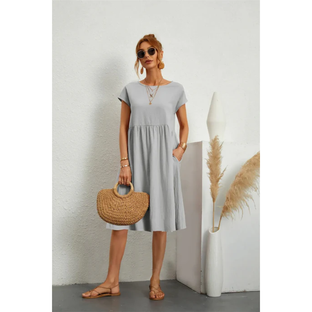 Anna's Elegantes Midi Damenkleid Mit Kurzen Ärmeln - Festliches Kleid Für Hochzeitsgast, Perfekt Für Sommeranlässe-6