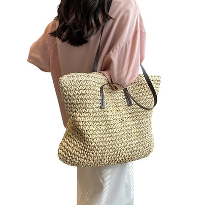 Léora - Stilvolle Tote Tasche Für Damen Aus Leichtem Stroh, Nachhaltige Tragetasche Für Arbeit Und Strand-5