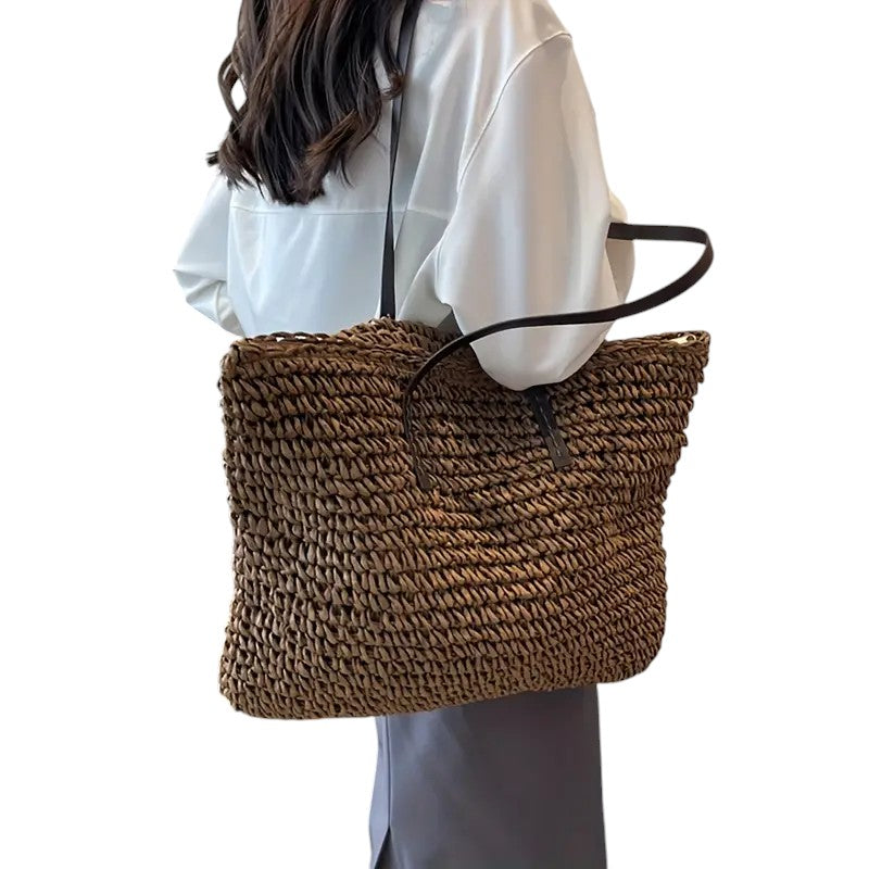 Léora - Stilvolle Tote Tasche Für Damen Aus Leichtem Stroh, Nachhaltige Tragetasche Für Arbeit Und Strand-6