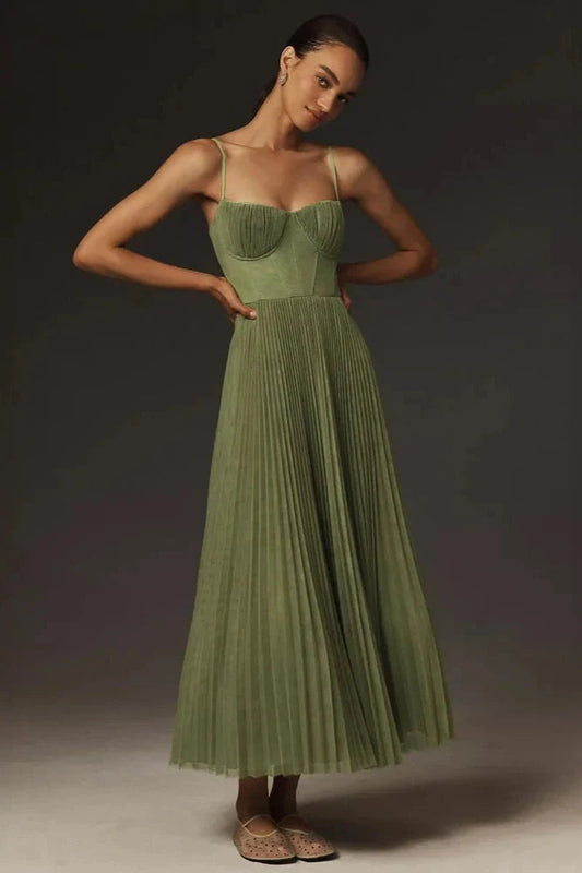 Evelin | Elegantes Tüll-Midi-Kleid Damen - Festliches Kleid für Hochzeitsgast und besondere Anlässe-1