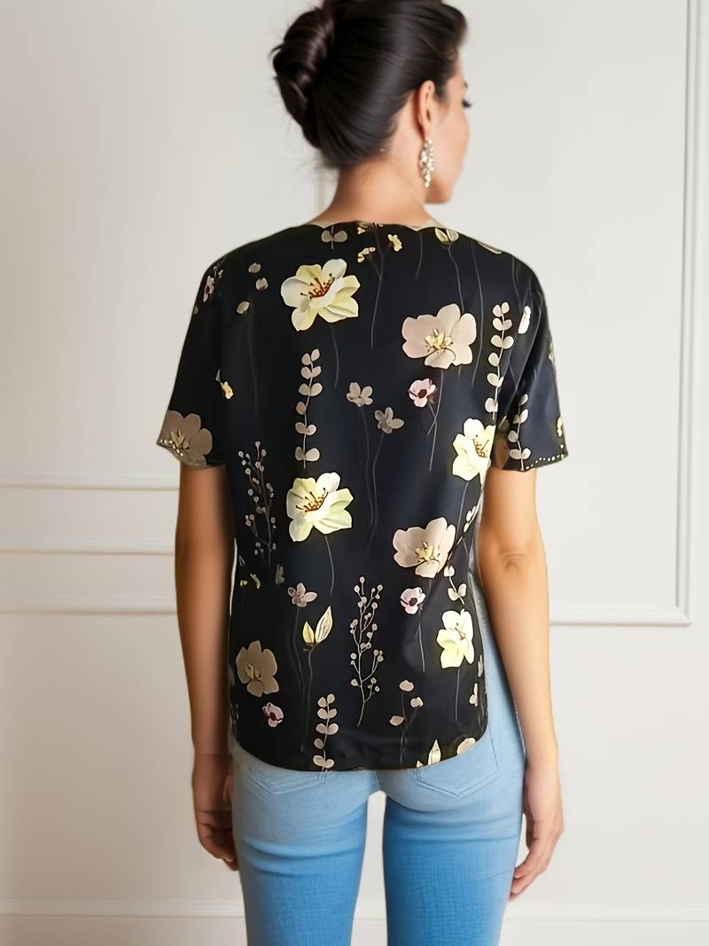 Karina Damenbluse - Elegante Blumenbluse für Frühling, Leicht & Atmungsaktiv, Vielseitige Blusen für Damen-6