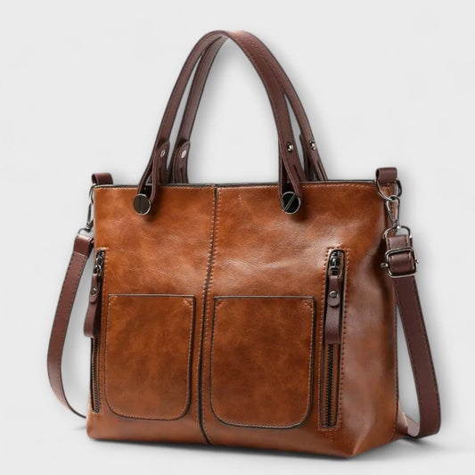 Léora. Elegante Handtasche Damen Schwarz Aus Hochwertigem Leder – Geräumige Designer Handtasche Für Arbeit Und Freizeit-1