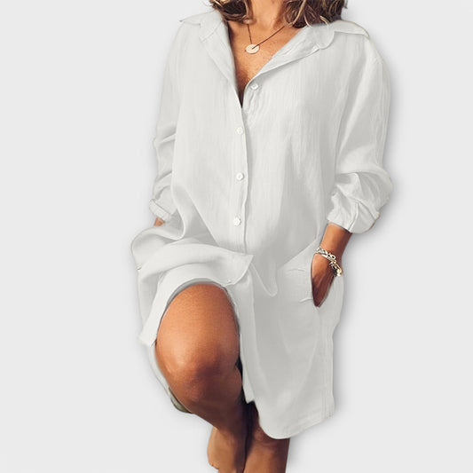 Anna's Weiße Leinenbluse Damen – Lässig, Elegant & Vielseitig für Jeden Anlass-1