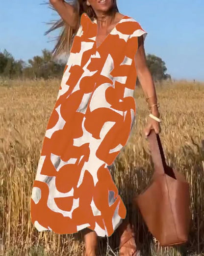 Variant image for Pauline Damenkleid - Elegantes Bedrucktes V-Ausschnitt Kleid für Festliche Anlässe, Bauchabdeckung, Trendiger Look-19