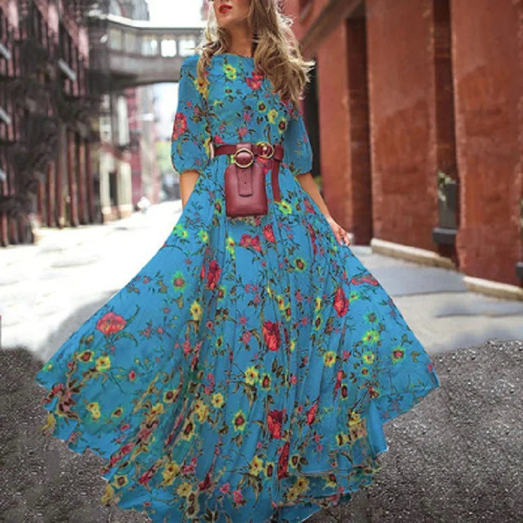 Variant image for Anna Elegantes Maxikleid Sommer mit 3/4 Ärmeln und Gürtel für Damen - Perfekt als Hochzeitsgast oder für Festlichkeiten-5