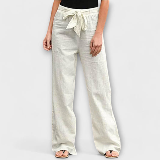 Loreen - Elegante Weiße Leinenhose Damen - Komfortable Passform aus 100% Leinen in S, M, L, XL-1