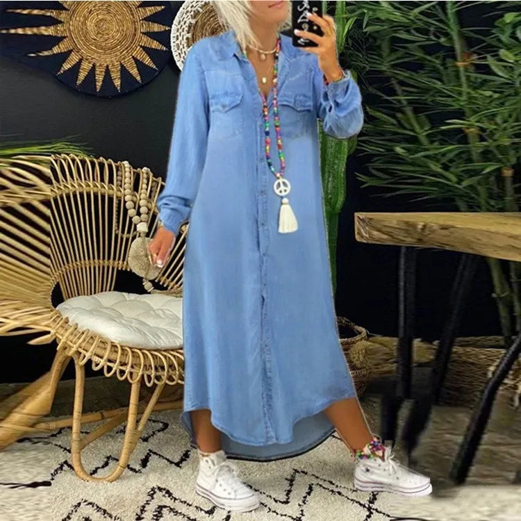 Variant image for Anna Denimkleid für Damen mit Bauchabdeckung – Bequeme A-Linie, Ideal für Casual und Elegante Anlässe, Größe S-4XL-9
