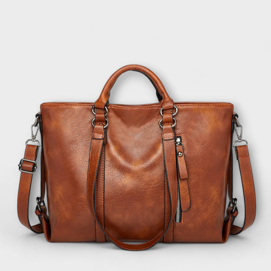 Léora - Große Schwarze Ledertasche Damen, Zeitlos Elegante Lederhandtasche für Alltag & Beruf-1
