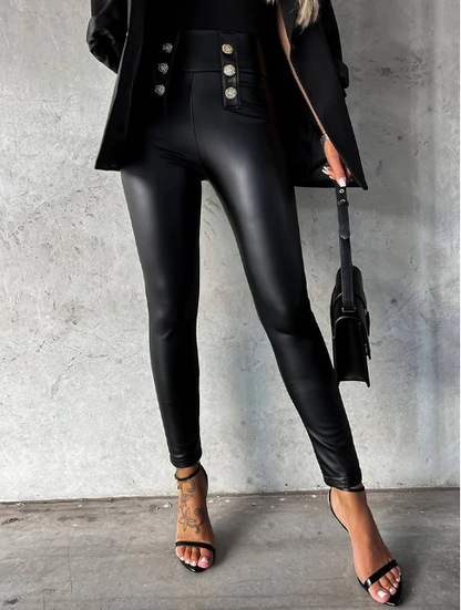 Anna's Schwarze Lederleggings Damen – Elegante, Hochwertige Damen Leder Leggings für Stil und Komfort-3