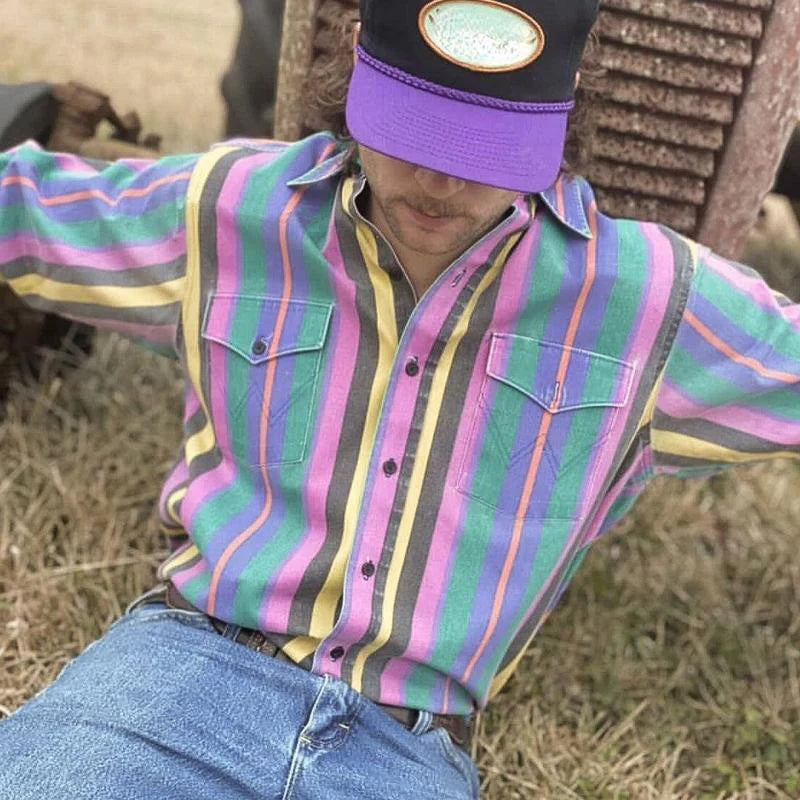 Max - Gestreiftes Herrenhemd Langarm im Vintage Stil | Lässiges Hemd für Herren-1
