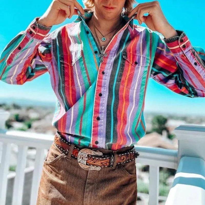 Max - Gestreiftes Herrenhemd Langarm im Vintage Stil | Lässiges Hemd für Herren-4