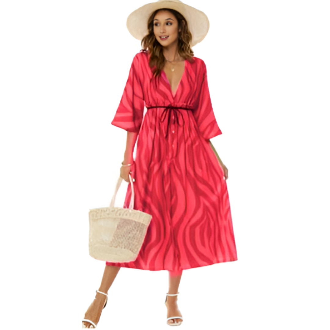Variant image for Anna's Farbenfrohes Maxi Kleid mit V-Ausschnitt und Schlitz für Damen – Maxikleid Sommer & Festlich für Hochzeitsgäste-13