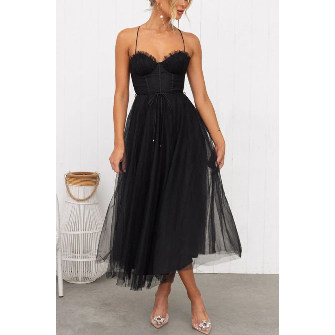 Variant image for Anna's Elegantes Damenkleid Mit Spaghettiträgern | Midi Sommerkleid Für Hochzeitsgast-6