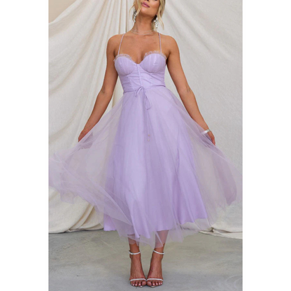 Variant image for Anna's Elegantes Damenkleid Mit Spaghettiträgern | Midi Sommerkleid Für Hochzeitsgast-16