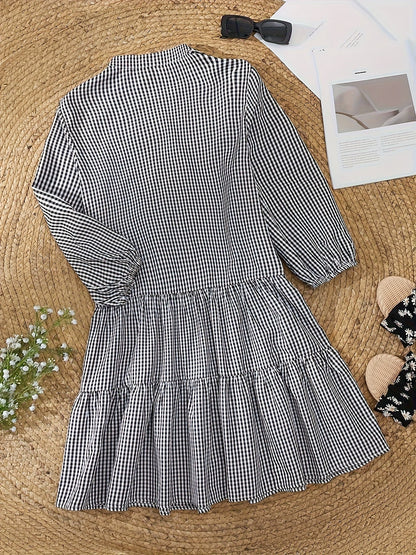 Yasmin Damenkleid | Verspieltes Gestreiftes Sommerkleid mit Puffärmeln und Knopfleiste-4