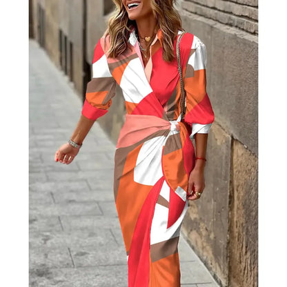 Variant image for Anna's Wickelkleid Damen Midi mit 3/4 Ärmeln – Elegantes Wickelkleid für den Sommer und festliche Anlässe-49