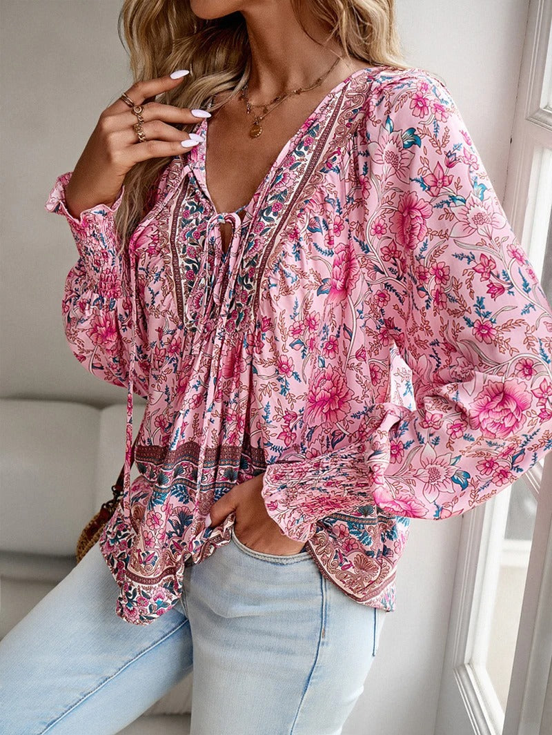 Emma - Elegante Damenbluse Mit Blumenmuster Für Festliche Anlässe - Hochwertige Bluse-2