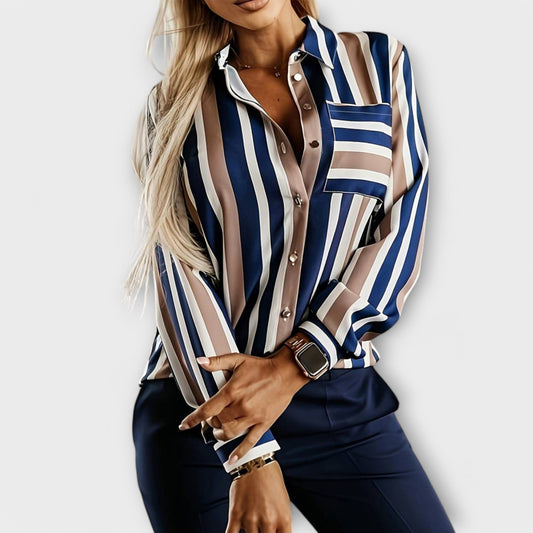 Anna - Lässige Elegante Damenbluse mit Streifenmuster - Bequeme Bluse für Alltag und Freizeit-1