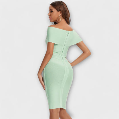 Anna - Festliches V-Ausschnitt Damenkleid in Grün, Elegantes Kleid für Damen, Perfekt für Partys und besondere Anlässe-3
