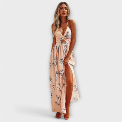 Epona - Damen Boho Maxikleid Mit Romantischem Blumenmuster Für Hochzeitsgast & Festliche Anlässe-5
