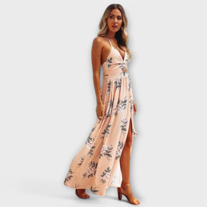 Epona - Damen Boho Maxikleid Mit Romantischem Blumenmuster Für Hochzeitsgast & Festliche Anlässe-3