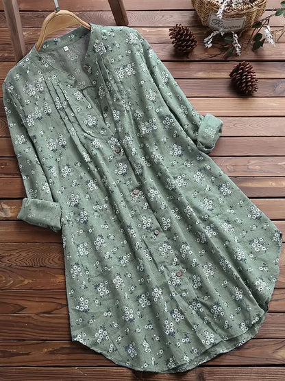 Mia - Elegantes Damenhemd Mit Blumenmuster Für Den Sommer - Lockere Passform, 100% Baumwolle-1