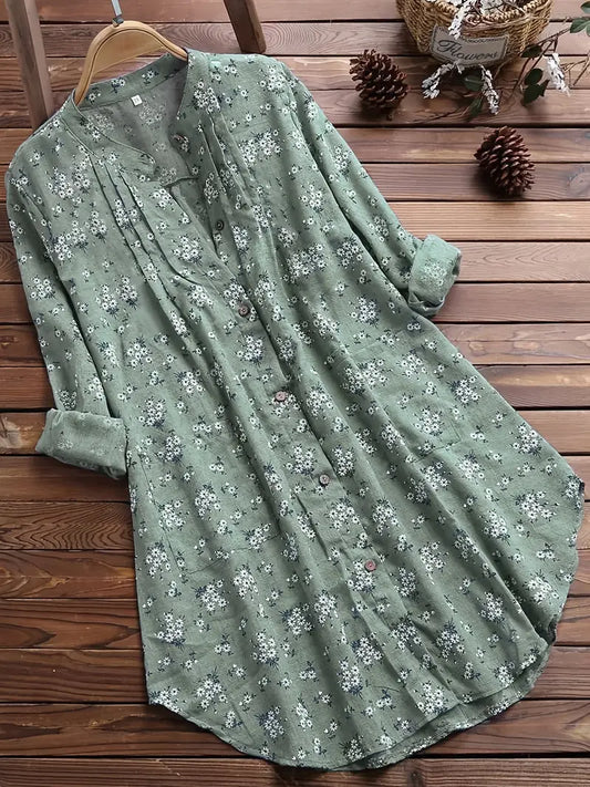 Mia - Elegantes Damenhemd Mit Blumenmuster Für Den Sommer - Lockere Passform, 100% Baumwolle-1