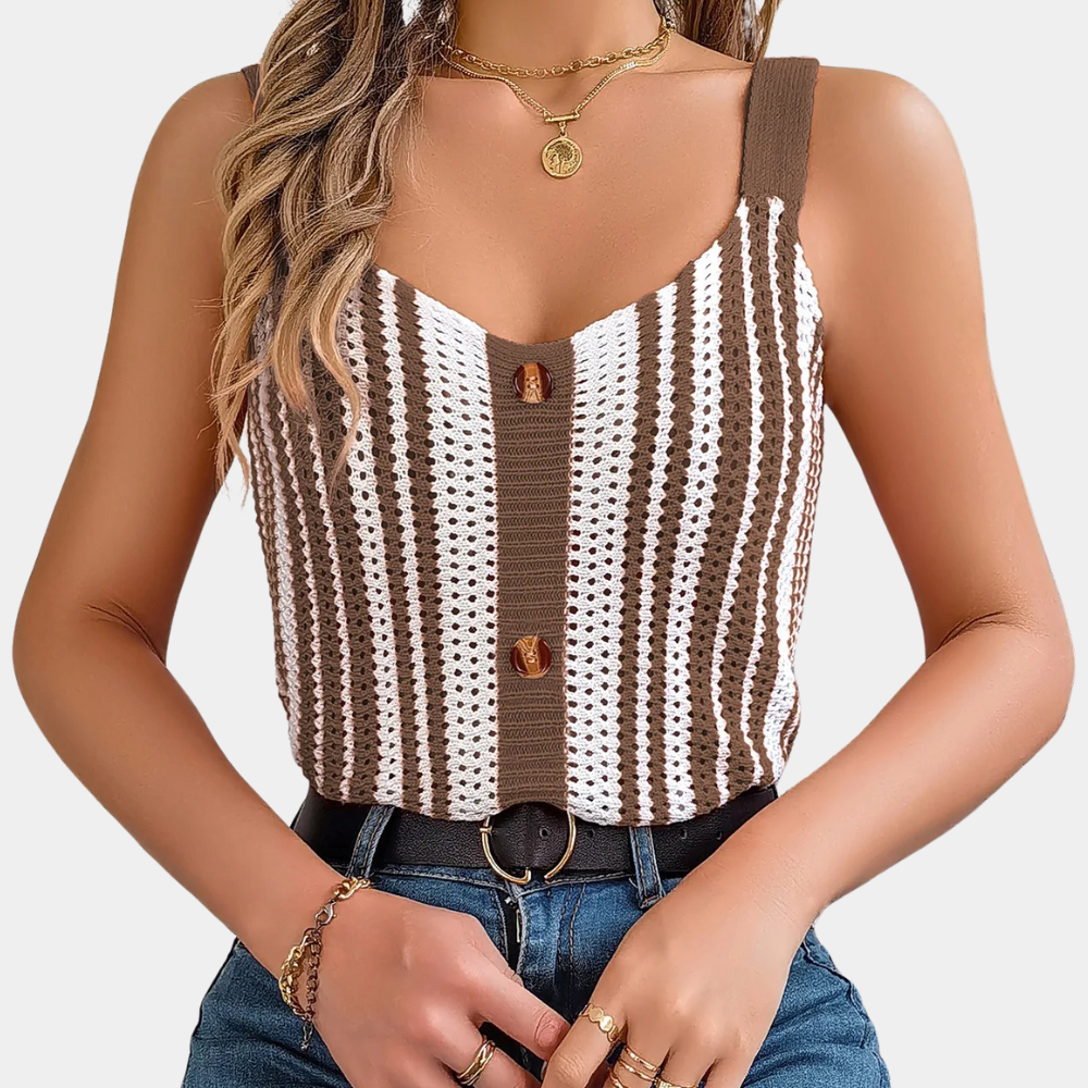Shantal - Luftiges Offenes Stricktop Damen - Sommer Top für Bequeme Freizeitoutfits - Atmungsaktives Tank Top Damen-2