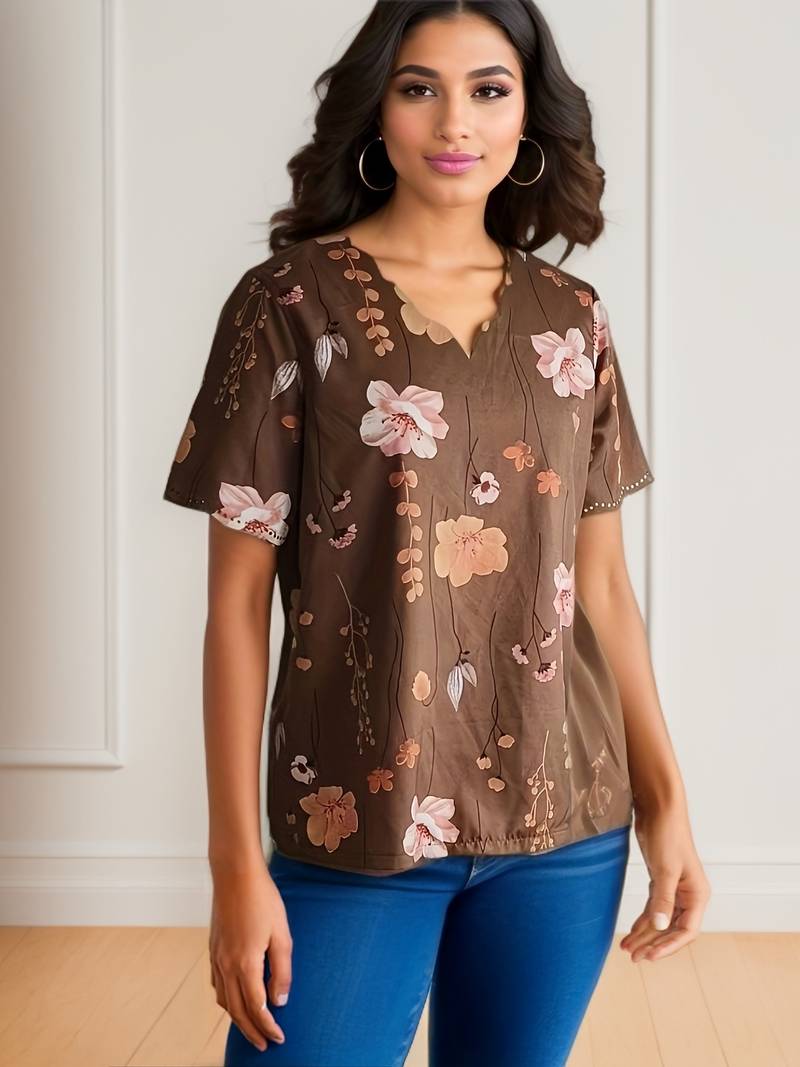 Variant image for Karina Damenbluse - Elegante Blumenbluse für Frühling, Leicht & Atmungsaktiv, Vielseitige Blusen für Damen-25
