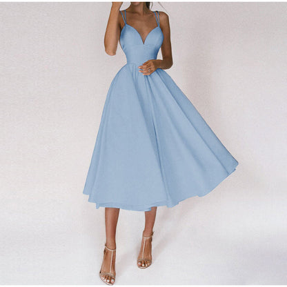 Anna's Elegantes Midi Damenkleid mit V-Ausschnitt – Festliches Kleid für Hochzeitsgast und Partys-3