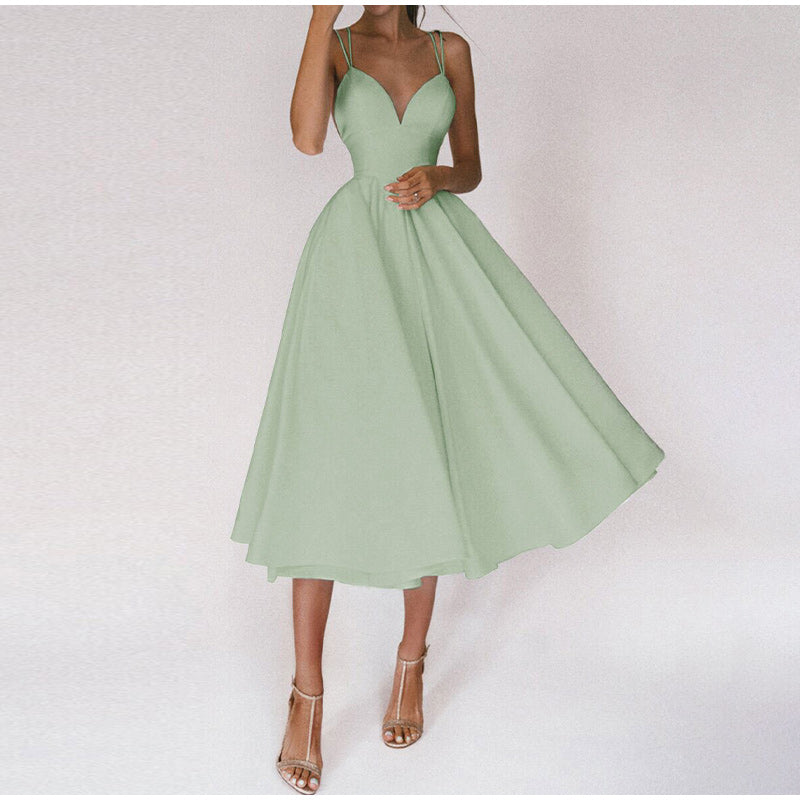 Anna's Elegantes Midi Damenkleid mit V-Ausschnitt – Festliches Kleid für Hochzeitsgast und Partys-4