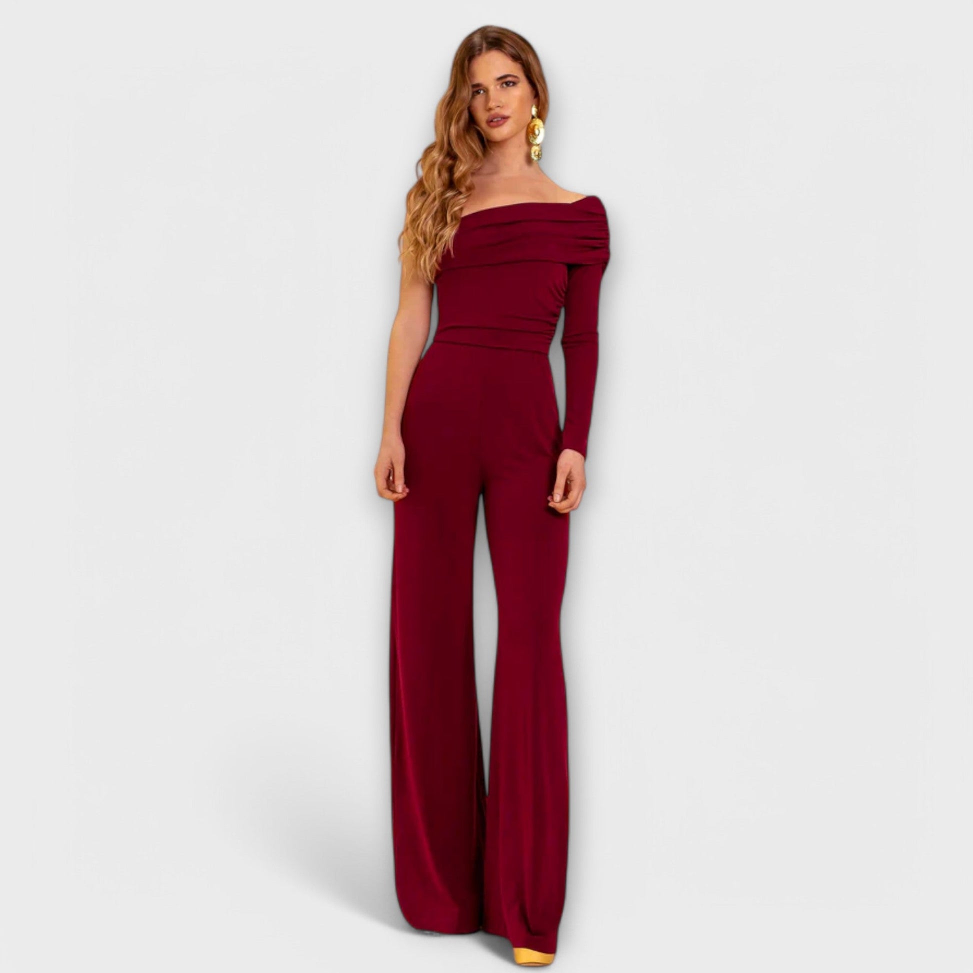 Emma - Eleganter Bordeauxroter Damen Jumpsuit Hochzeits- und Festlich-Outfit-2