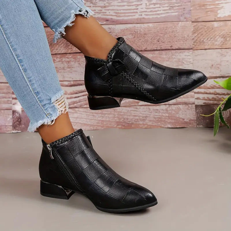 Anna's Elegante Knöchelhohe Schuhe für Damen – Niedriger Absatz, Komfortabel, Vielseitig für Alltag und Büro-1