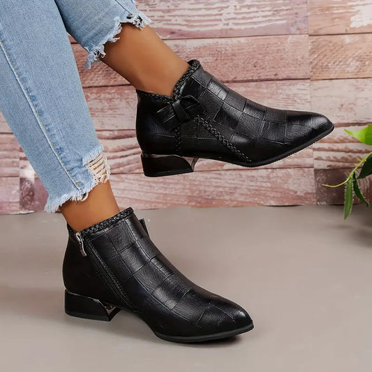 Anna's Elegante Knöchelhohe Schuhe für Damen – Niedriger Absatz, Komfortabel, Vielseitig für Alltag und Büro-1