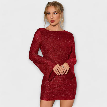 Anna's Rückenfreies Paillettenkleid Mit Langen Ärmeln – Elegantes Abendkleid Für Hochzeiten Und Festliche Anlässe-5