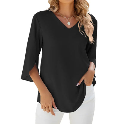 Variant image for Sophie - Weiße Bluse Damen V-Ausschnitt - Leichte Sommerbluse - Bequeme Damenblusen für Freizeit & Abendveranstaltungen-13